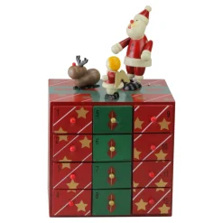 10.5" Red And Green Elegant Advent Storage Calendar Box