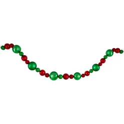 6' Red And Green 3-Finish Shatterproof Ball Christmas Garland