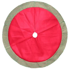 46.5" Red And Green Glittered Chevron Border Christmas Tree Skirt
