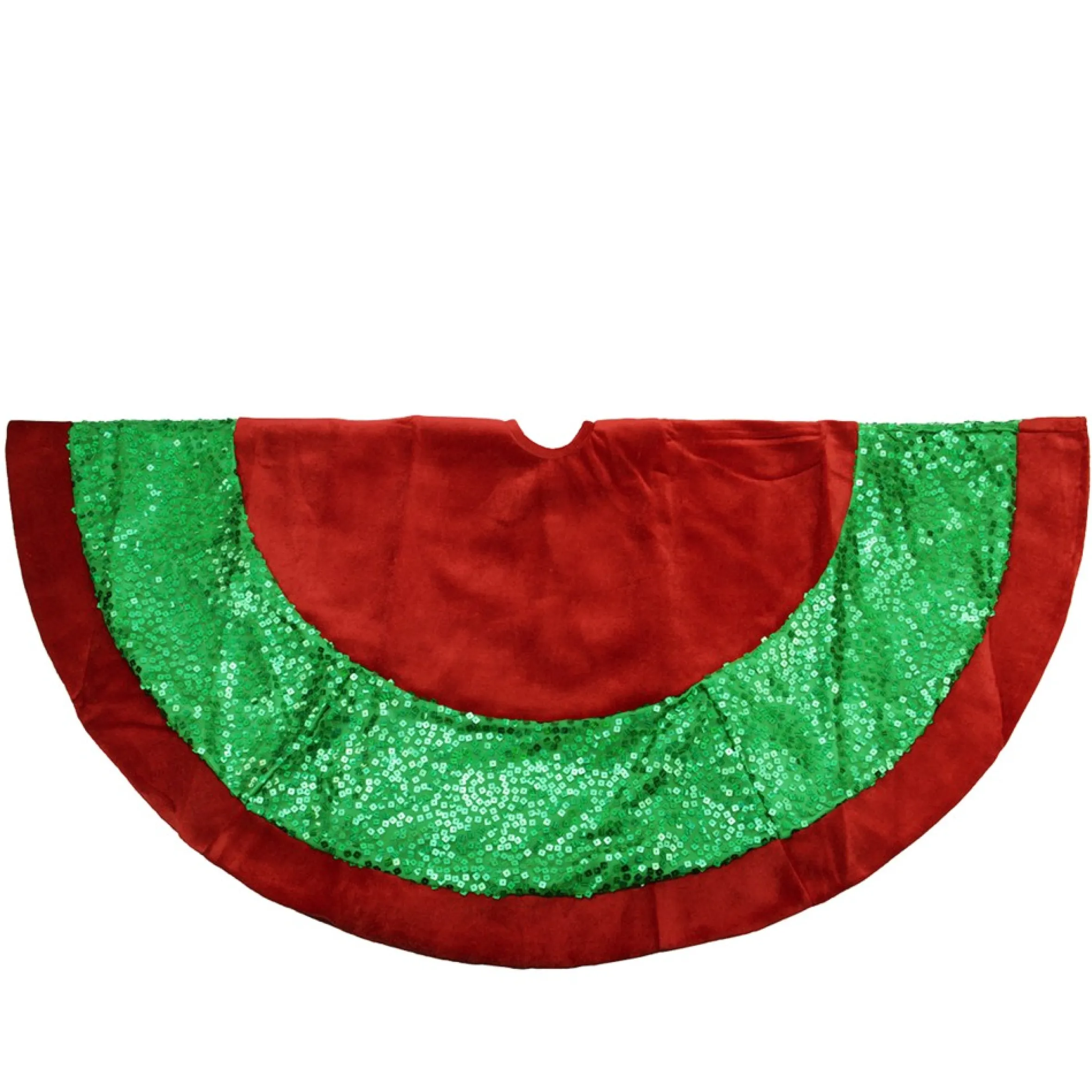 48" Red And Green Holographic Sequined Christmas Tree Skirt