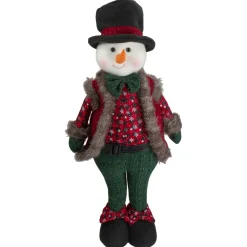 25" Red And Green Jolly Plush Boy Snowman Christmas Figure
