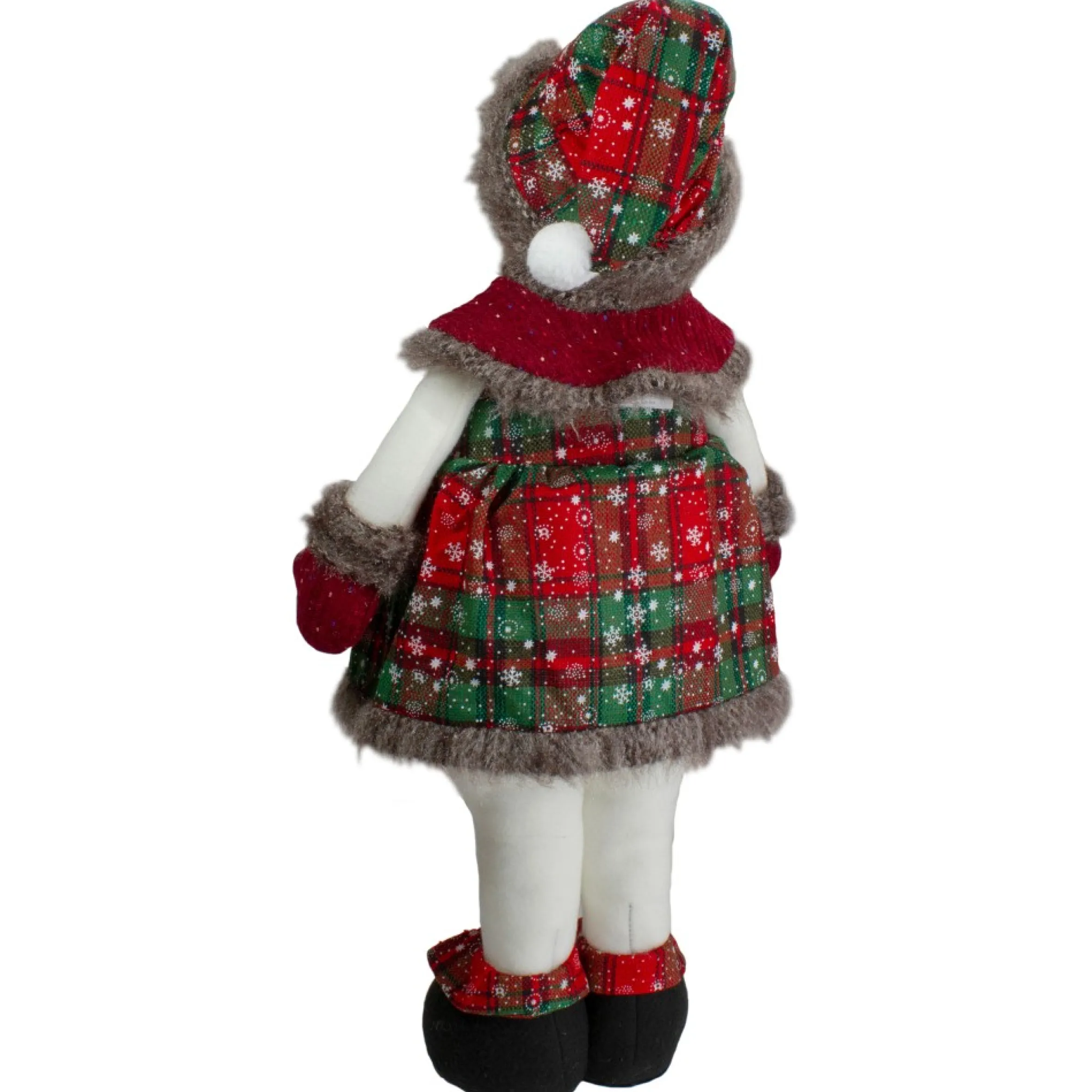 24" Red And Green Jolly Plush Girl Snowman Christmas Figure