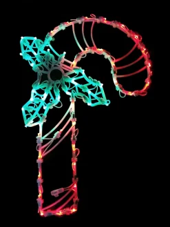 18" Red And Green Led Lighted Candy Cane Christmas Window Silhouette Decoration