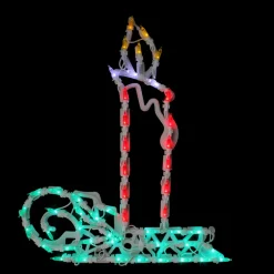 17.5" Red And Green Led Lighted Candle Christmas Window Silhouette Decor