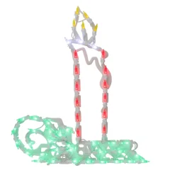 17.5" Red And Green Led Lighted Candle Christmas Window Silhouette Decor