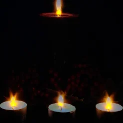 Red And Green Led Lighted Candles Christmas Canvas Wall Art 12