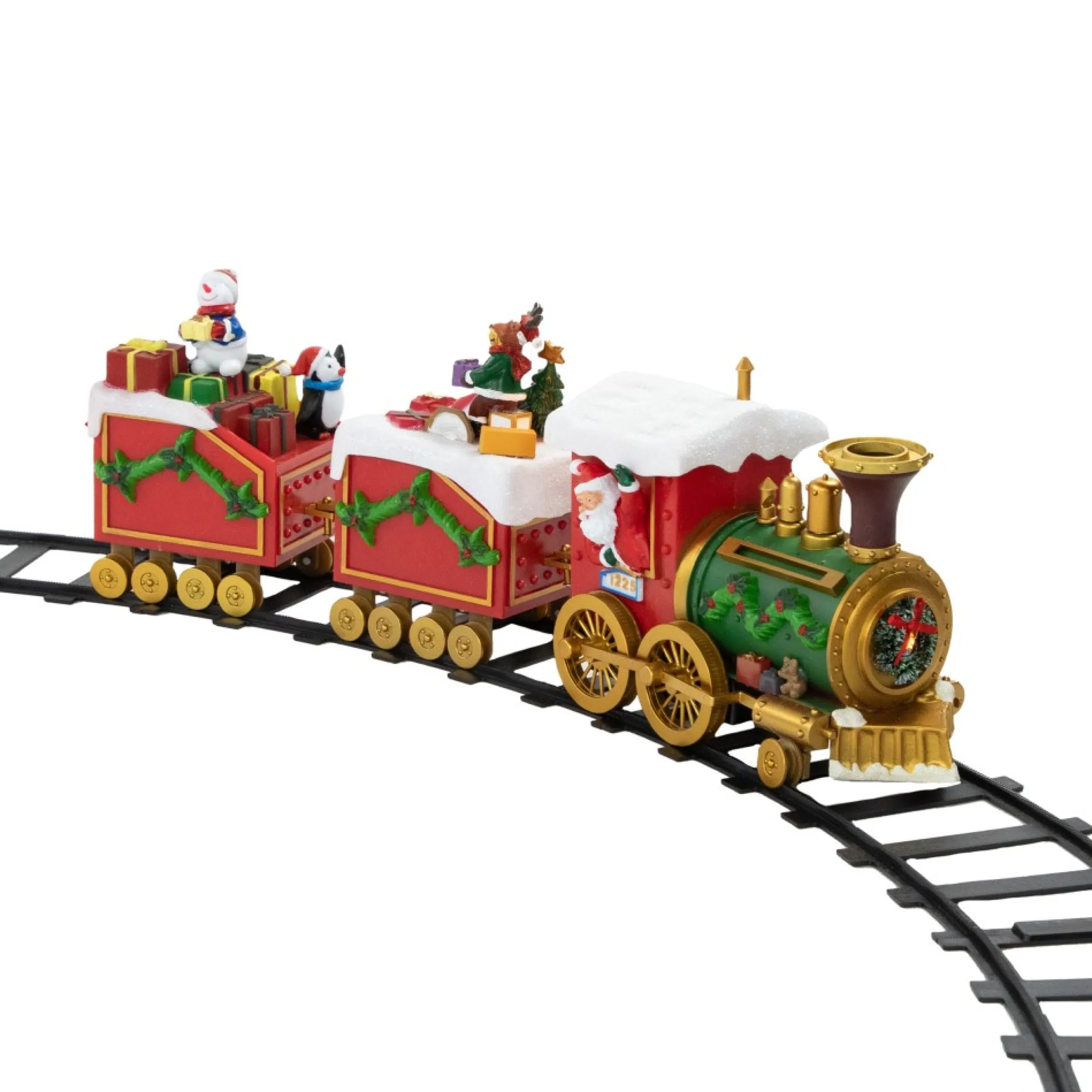 Red And Green Led Lighted Musical And Animated Christmas Train