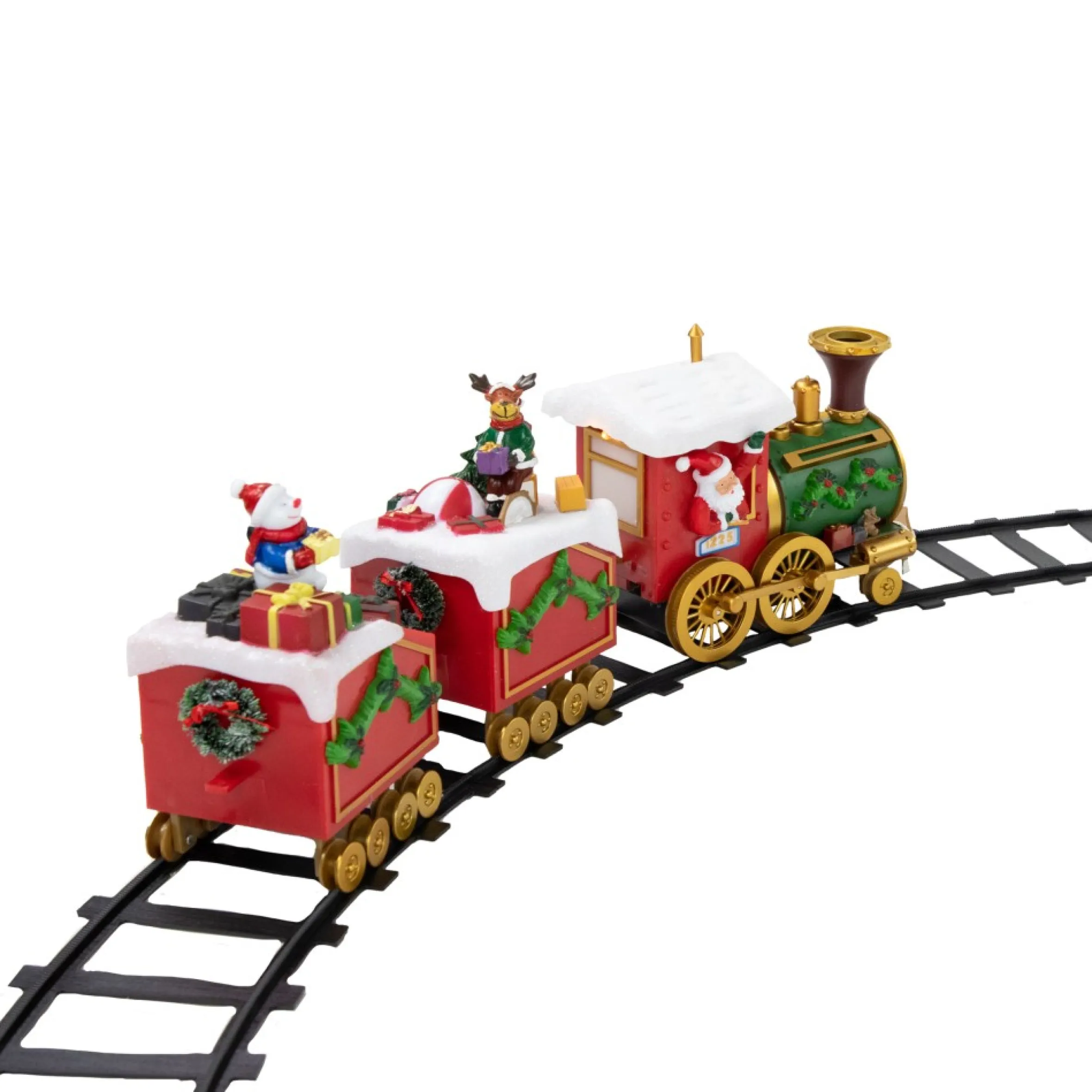 Red And Green Led Lighted Musical And Animated Christmas Train
