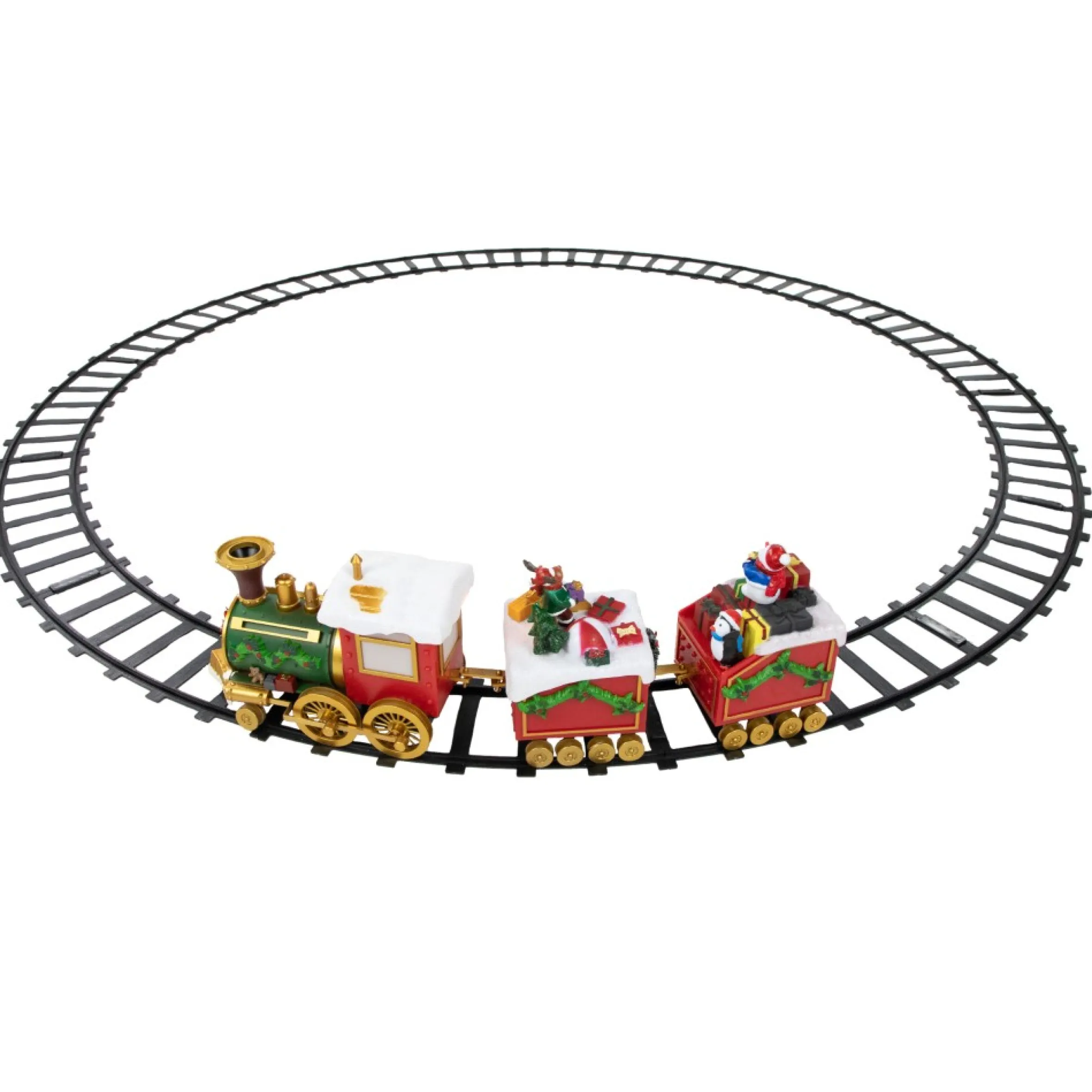 Red And Green Led Lighted Musical And Animated Christmas Train