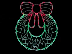 16" Red And Green Led Lighted Wreath Christmas Window Silhouette Decoration