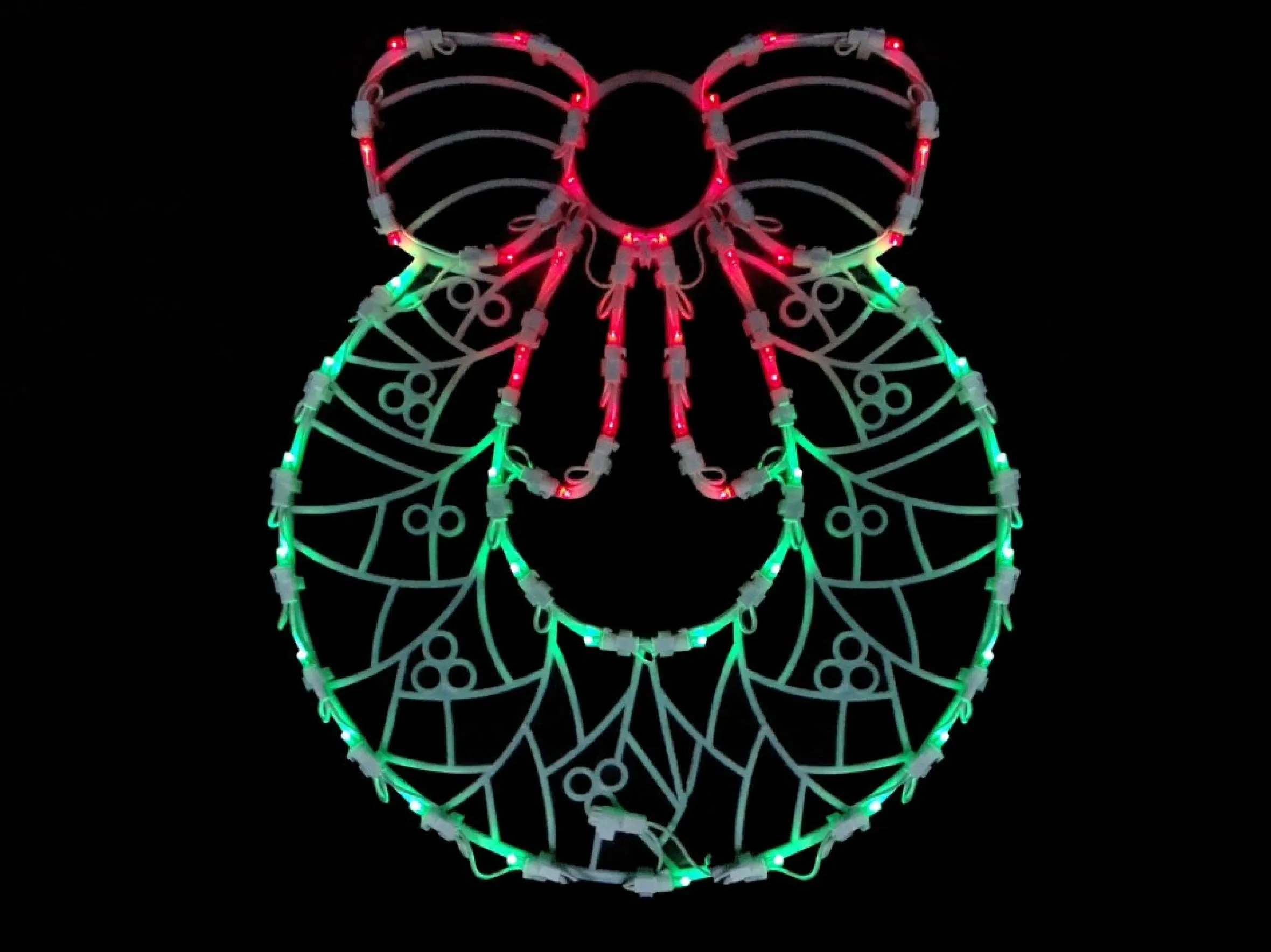 16" Red And Green Led Lighted Wreath Christmas Window Silhouette Decoration