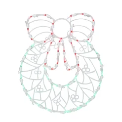16" Red And Green Led Lighted Wreath Christmas Window Silhouette Decoration