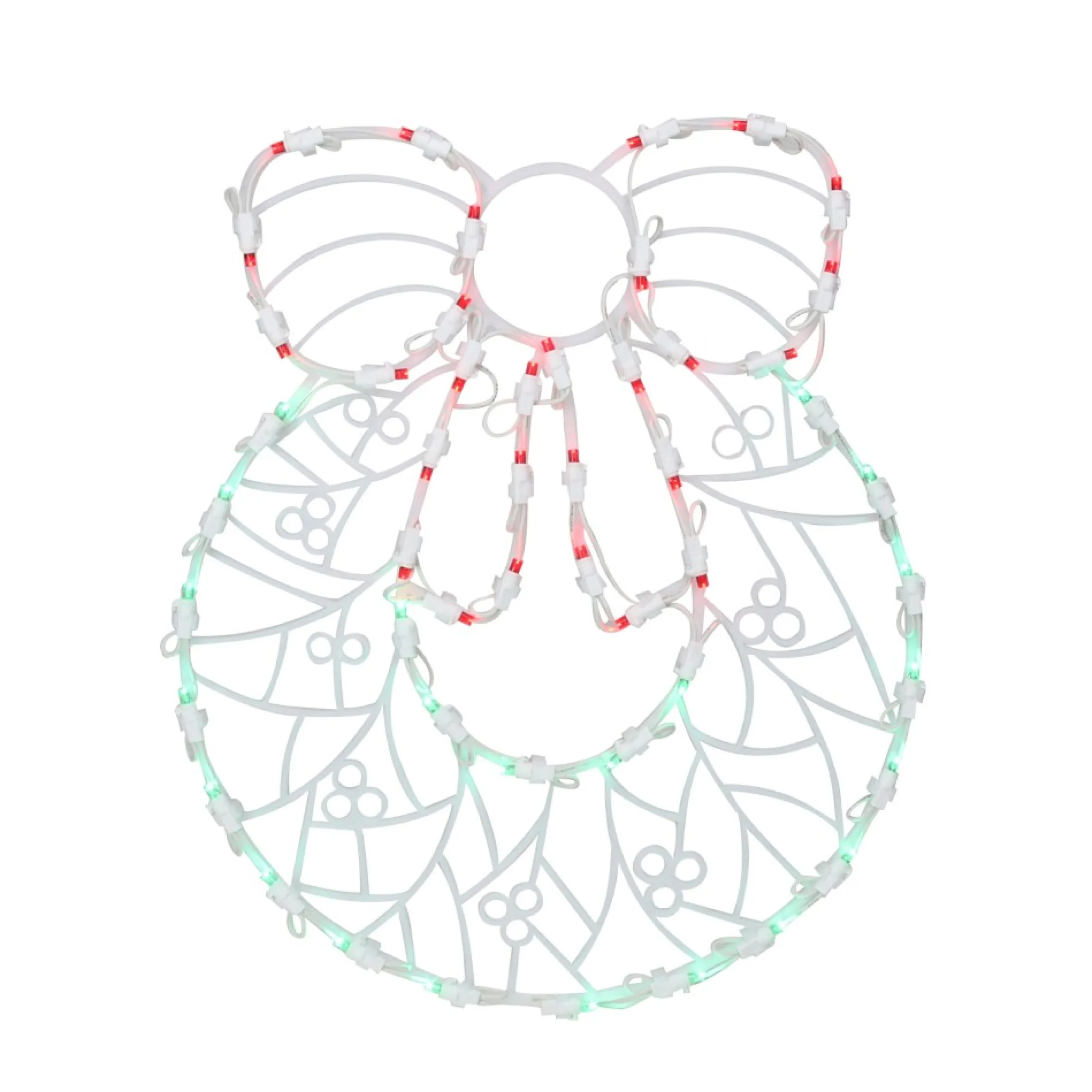 16" Red And Green Led Lighted Wreath Christmas Window Silhouette Decoration