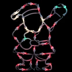 13" Red And Green Lighted Santa Christmas Silhouette Decoration