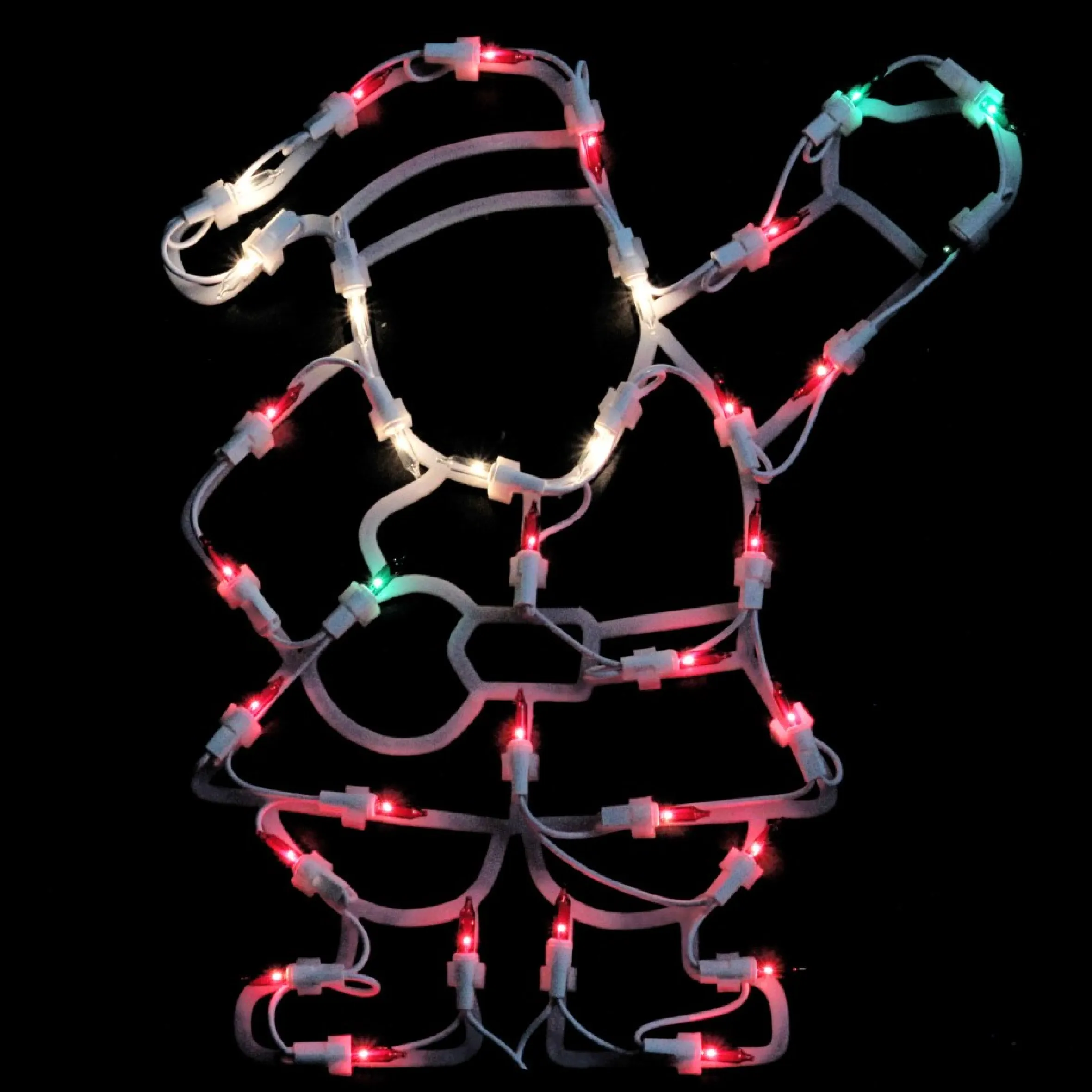 13" Red And Green Lighted Santa Christmas Silhouette Decoration