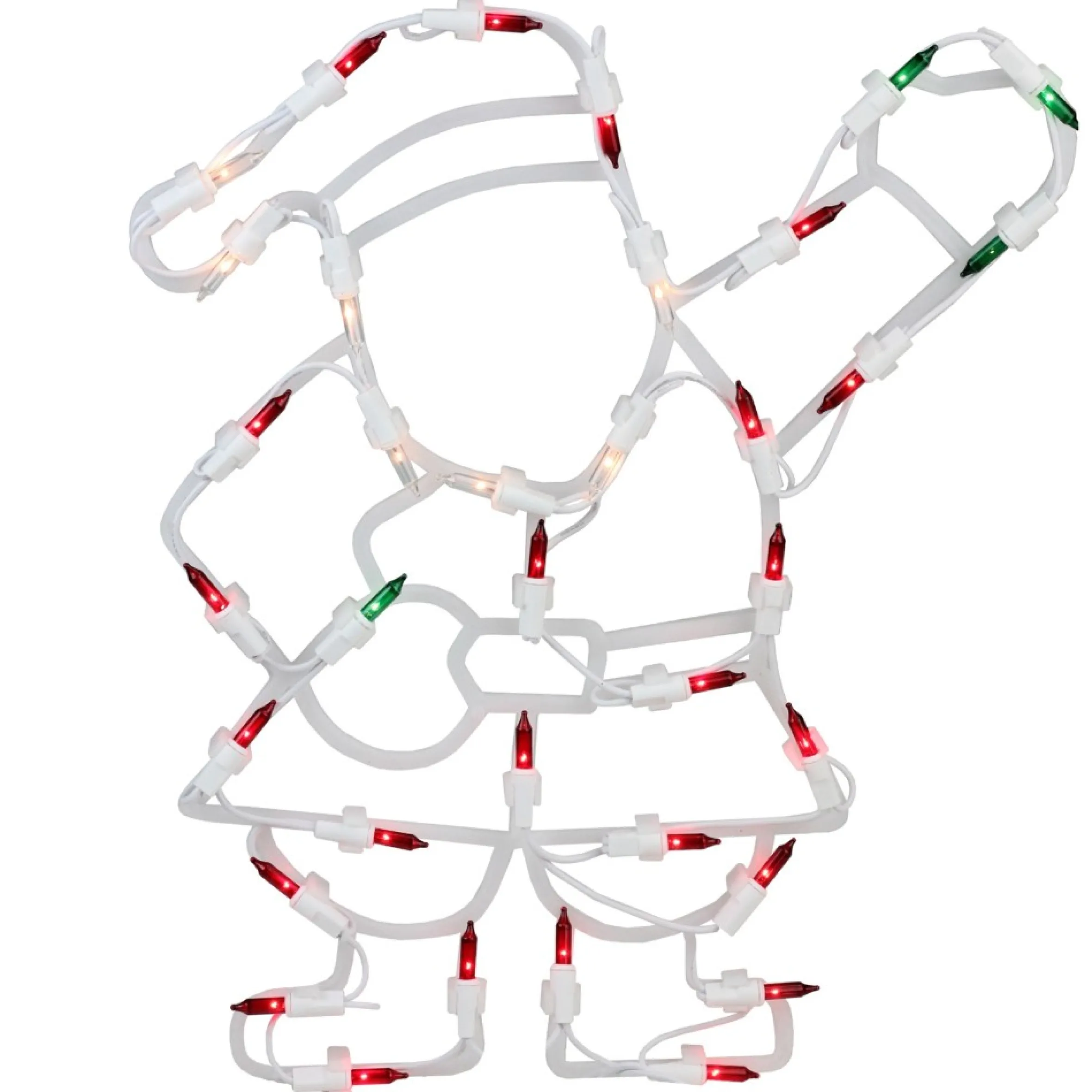 13" Red And Green Lighted Santa Christmas Silhouette Decoration