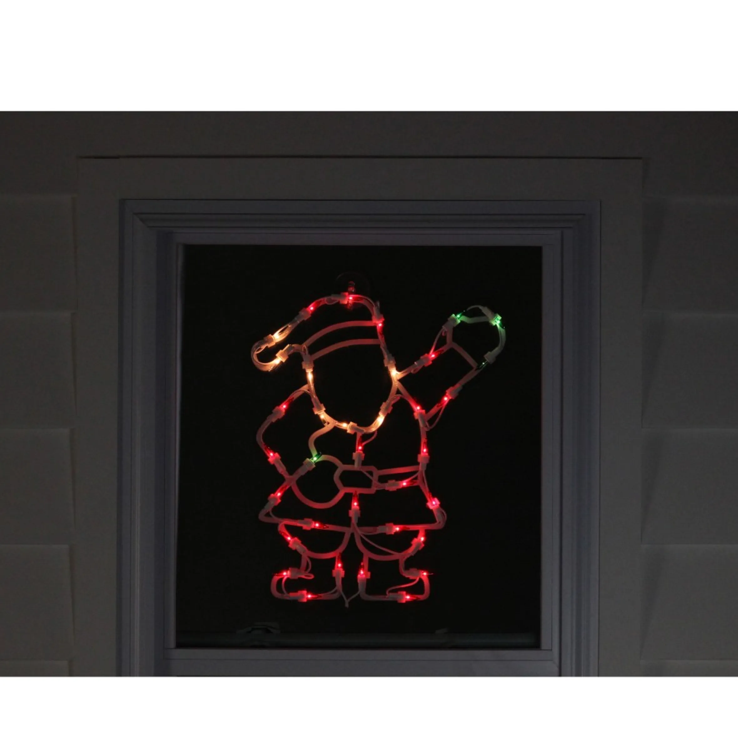 13" Red And Green Lighted Santa Christmas Silhouette Decoration