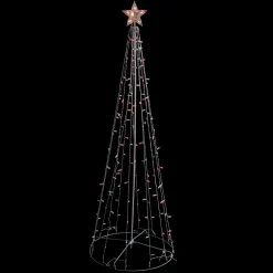 6' Red And Green Lighted Show Cone Christmas Tree Outdoor Decoration