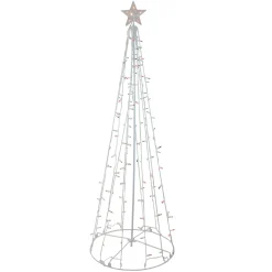 6' Red And Green Lighted Show Cone Christmas Tree Outdoor Decoration