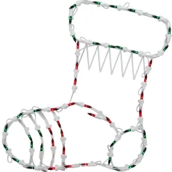 18" Red And Green Lighted Stocking Silhouette Window Christmas Decoration