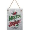 7.5" Red And Green "Merry And Bright" With Cardinal Christmas Tree Ornament