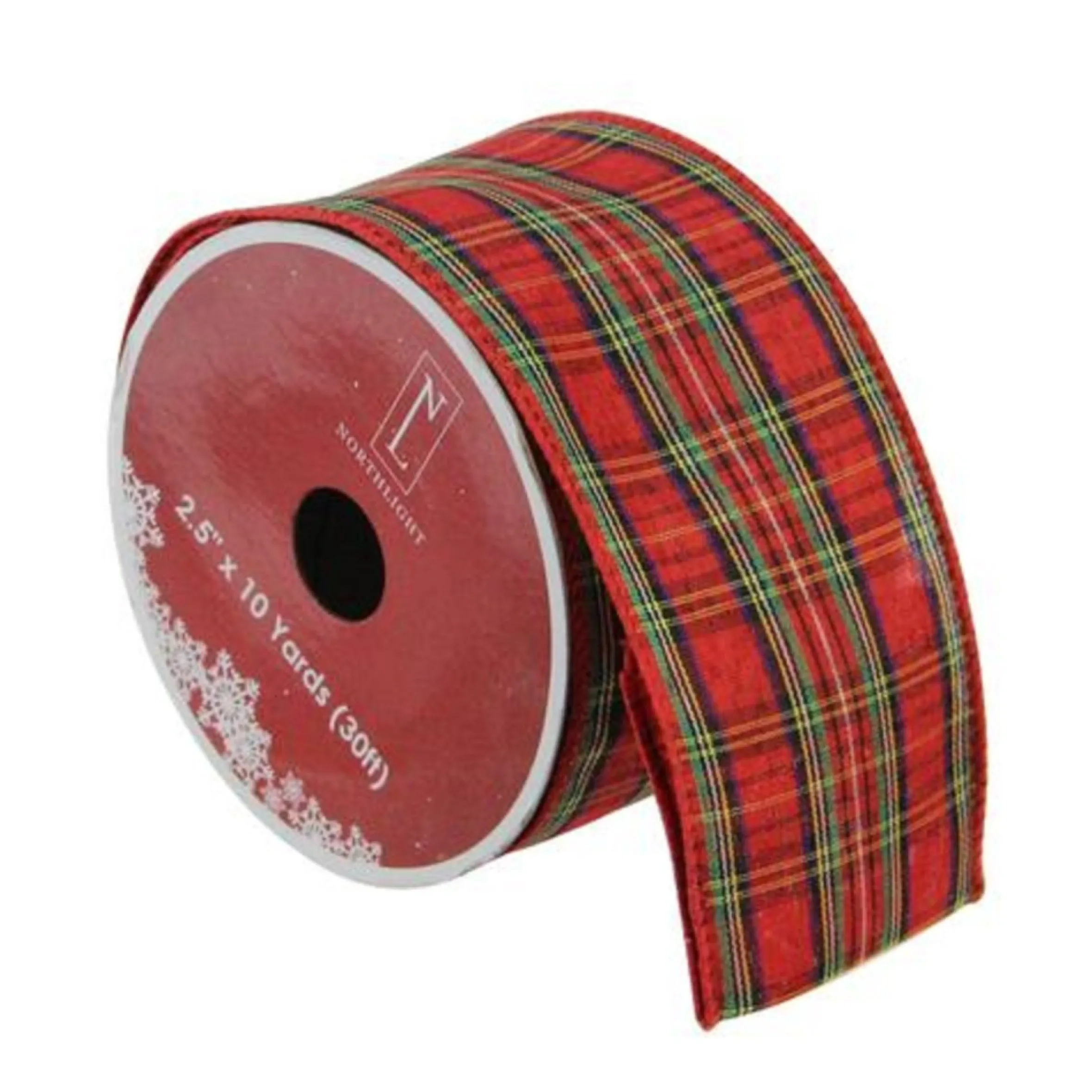 Red And Green Plaid Wired Christmas Craft Ribbon 2.5" X 10 Yards
