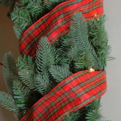 Red And Green Plaid Wired Christmas Craft Ribbon 2.5