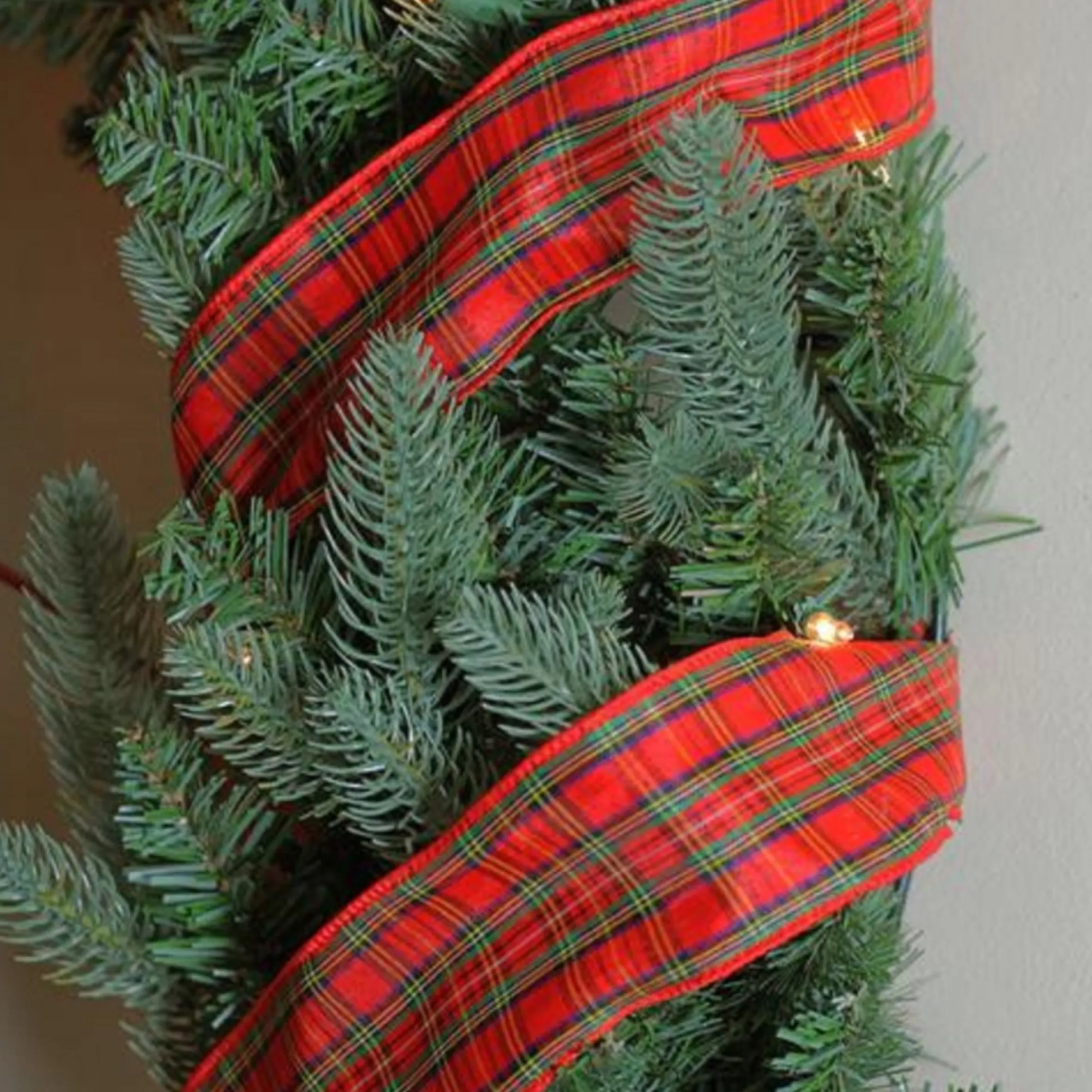 Red And Green Plaid Wired Christmas Craft Ribbon 2.5" X 10 Yards