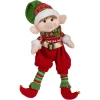 15" Red And Green Plush Jingle Bell Boy Elf Christmas Figure