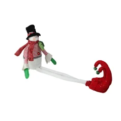 24" Red And Green Poseable Plush Snowman Christmas Shelf Sitter