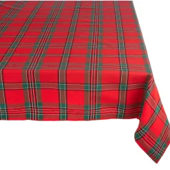 84" Red And Green Rectangular Holiday Plaid Tablecloth