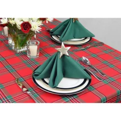 84" Red And Green Rectangular Holiday Plaid Tablecloth