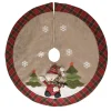42" Red And Green Rustic Snowman Christmas Lighted Tree Skirt