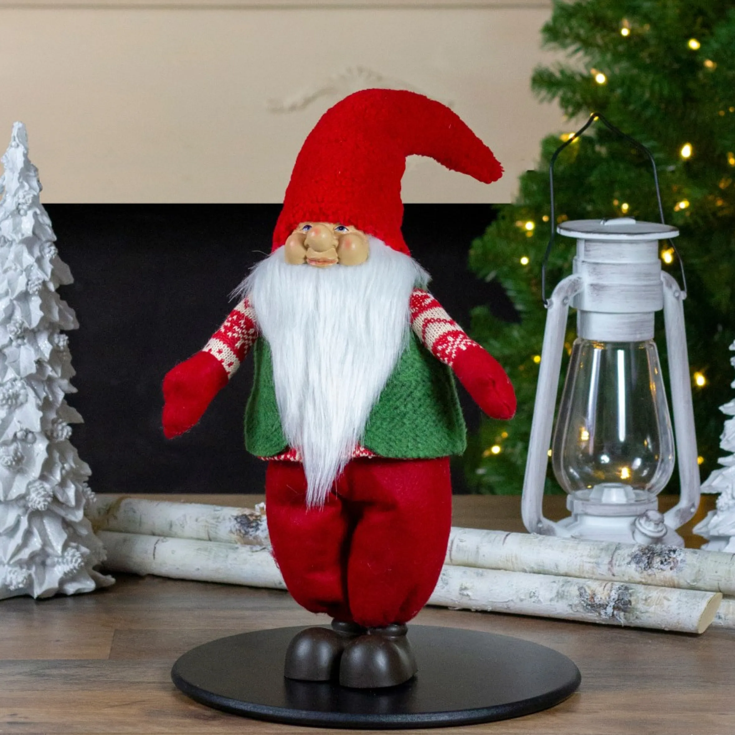 23" Red And Green Santa Christmas Gnome Tabletop Figure