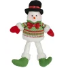 18" Red And Green Sitting Smiling Snowman Christmas Figure
