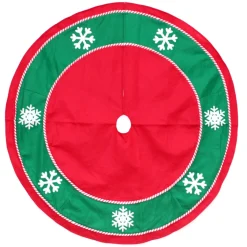 48" Red And Green Snowflakes Christmas Tree Skirt