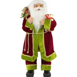 24" Red And Green Standing Santa With Presents Christmas Figure