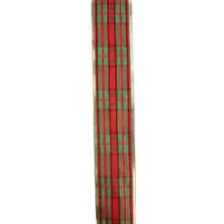 Red And Green Striped Wired Christmas Craft Ribbon 2.5" X 10 Yards