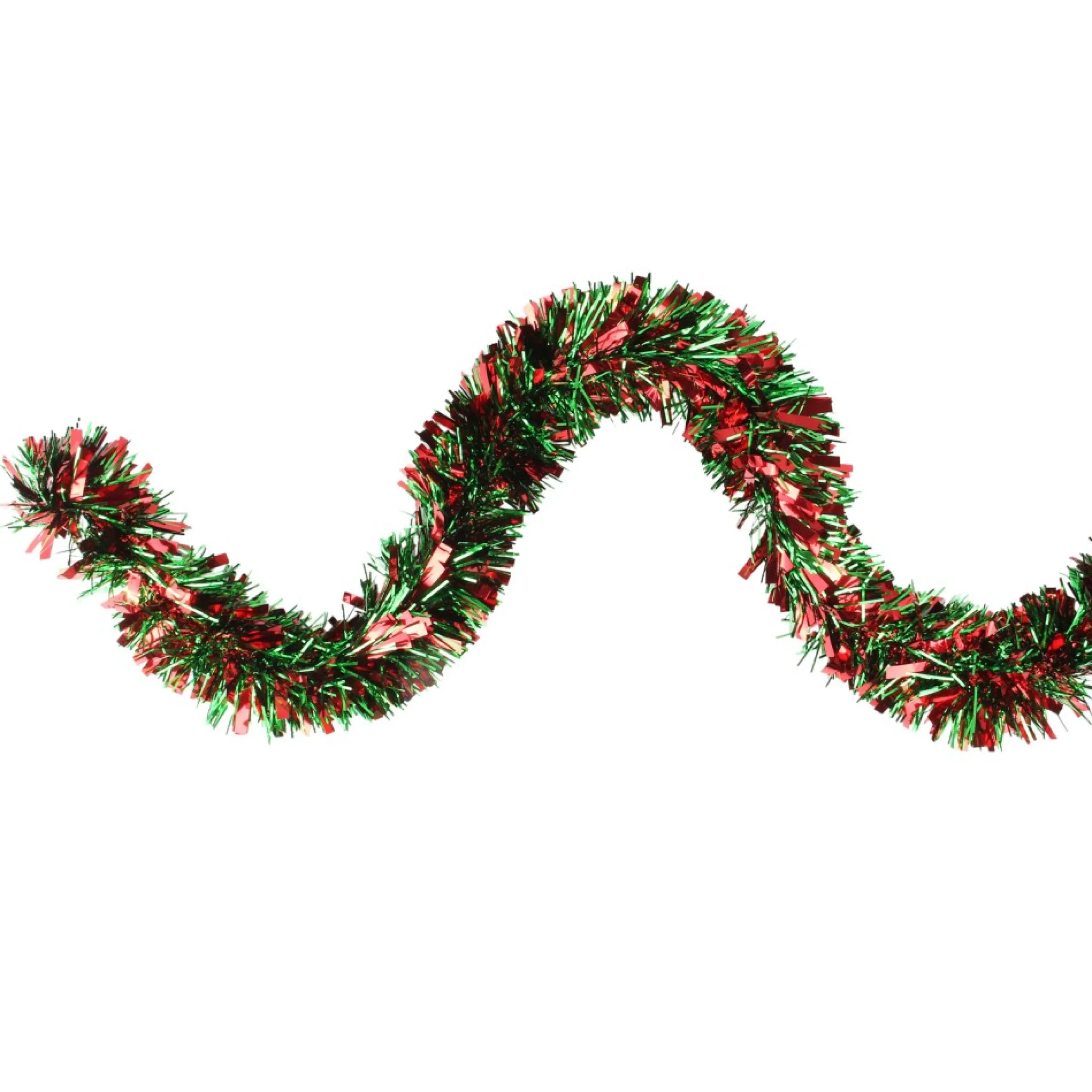 12' Red And Green Wide Cut Christmas Tinsel Garland - Unlit
