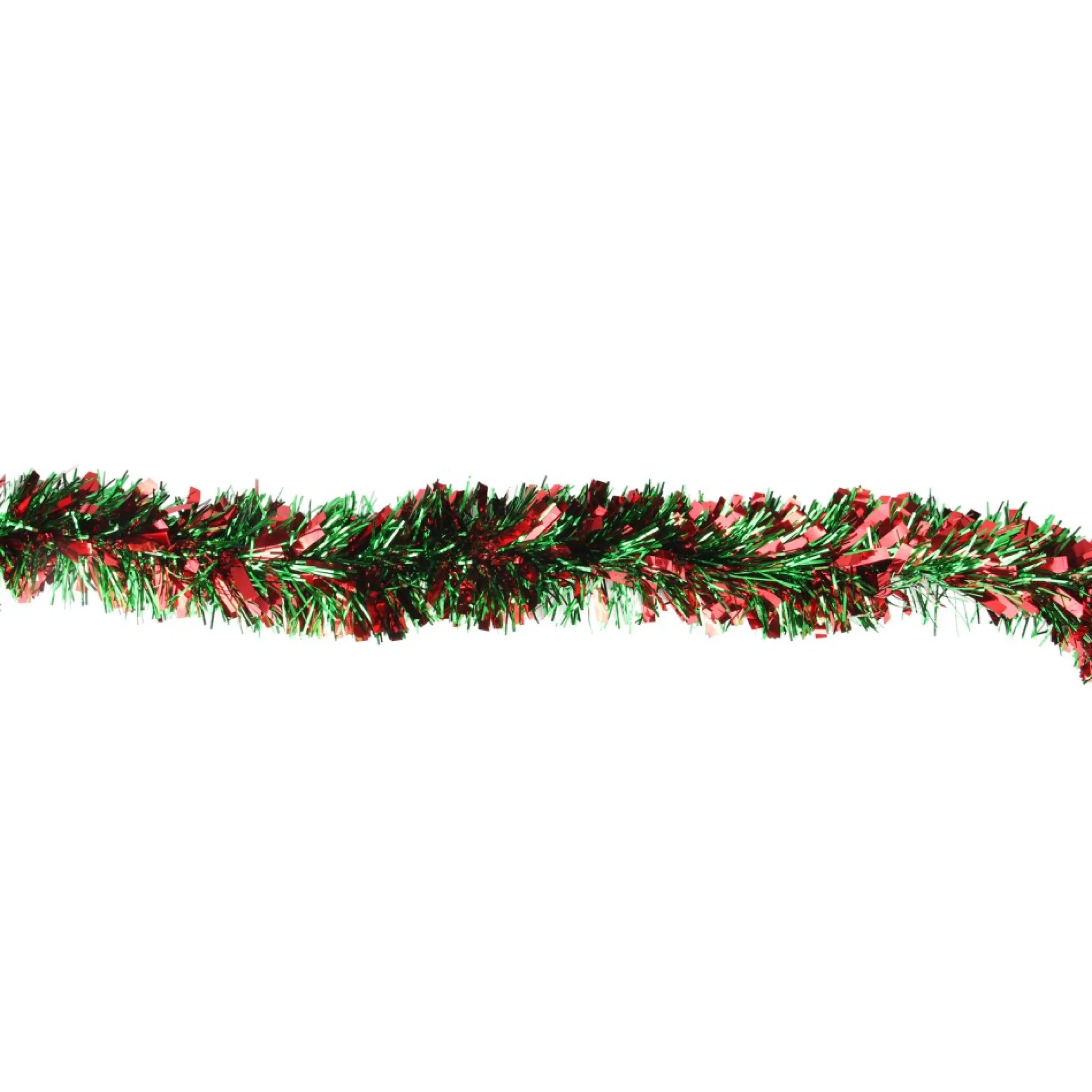 12' Red And Green Wide Cut Christmas Tinsel Garland - Unlit