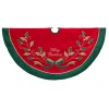 48" Red And Green With Holly Berry Christmas Tree Skirt