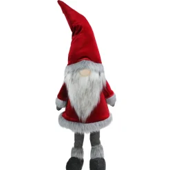 59" Red And Grey Santa Gnome Christmas Figurine