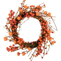 Red And Orange Berries With Mini Pumpkins Fall Harvest Wreath, 20-Inch, Unlit