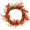 Red And Orange Fall Berry And Mini Pumpkin Artificial Thanksgiving Wreath - 20-Inch, Unlit