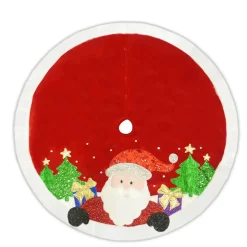 48" Red And White Applique Santa Christmas Tree Skirt