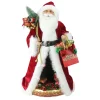 20" Red And White Battery Operated Musical Standing Santa Claus With Led Lighted Christmas Scene Figurine