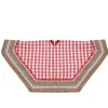 50" Red And White Buffalo Plaid Christmas Tree Skirt With Woodland Fair Isle Trim