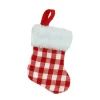 7" Red And White Buffalo Plaid Mini Christmas Stocking With Faux Fur Cuff