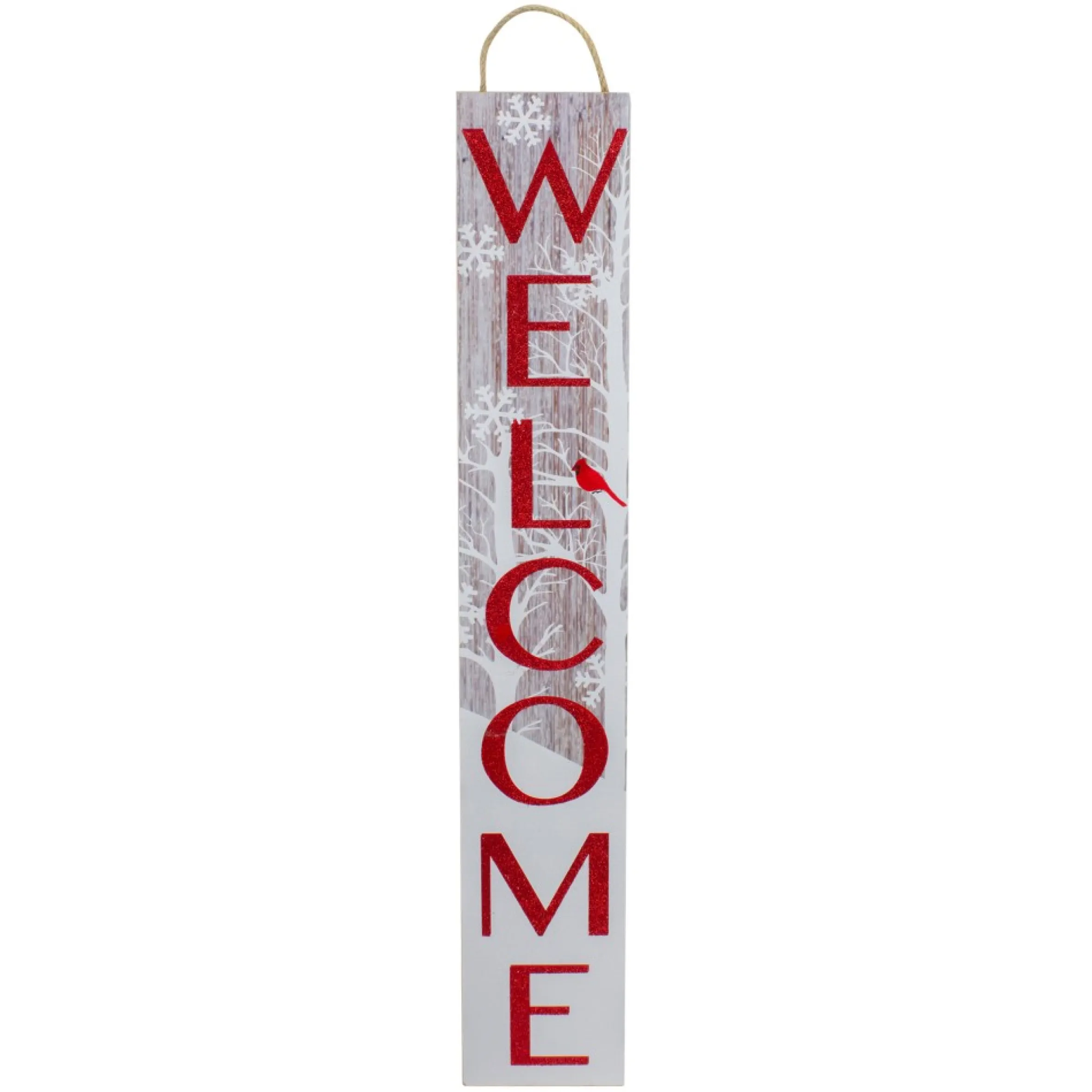 Red And White Cardinal 'Welcome' Christmas Wall Decor