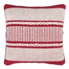 19" Red And White Chevron Cotton Throw Pillow